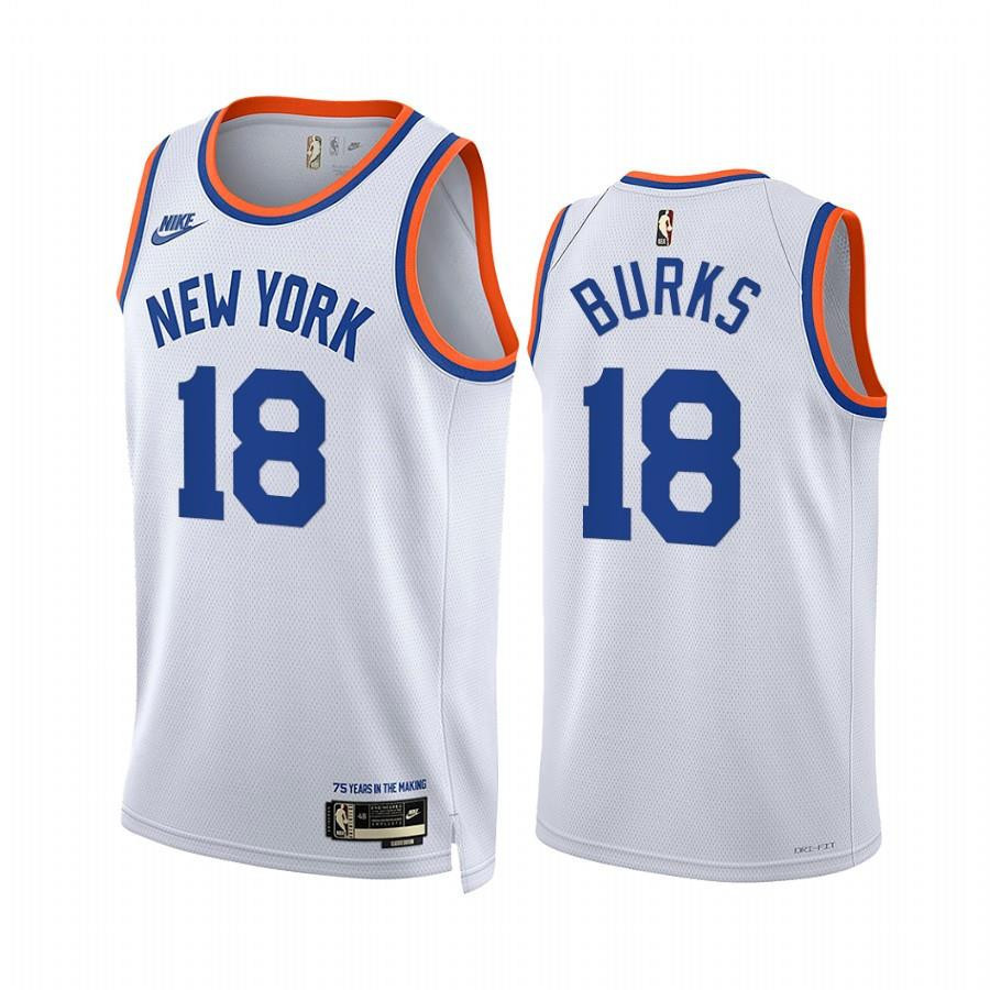 New York Knicks Alec Burks 1 White Year Zero Classic Edition NBA Jersey Men's