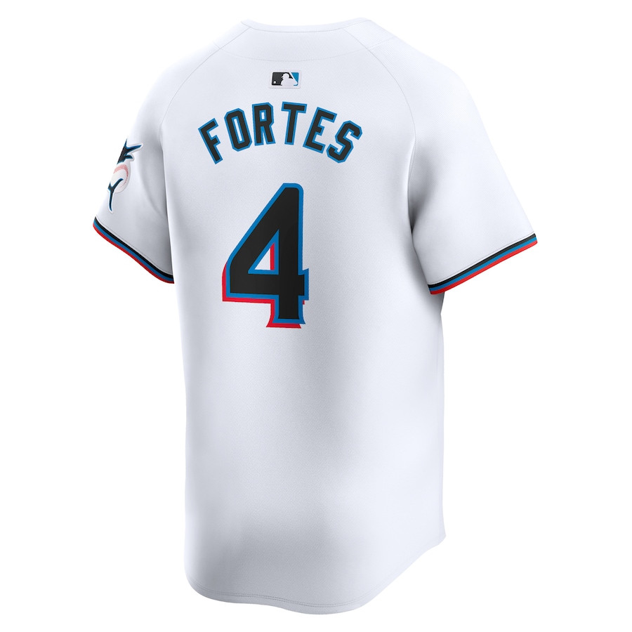 Nick Fortes 4 Miami Marlins Home Limited Player White MLB Jersey Men's
