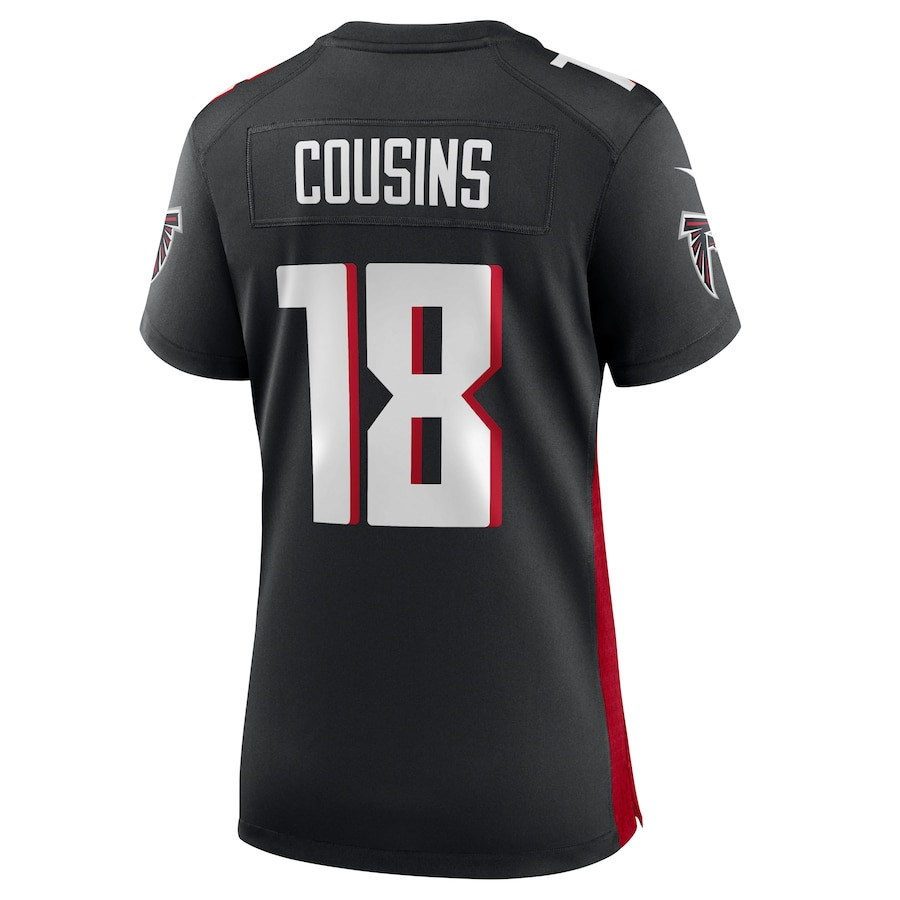 Kirk Cousins 18 Atlanta Falcons Game Black NFL Jersey Women's