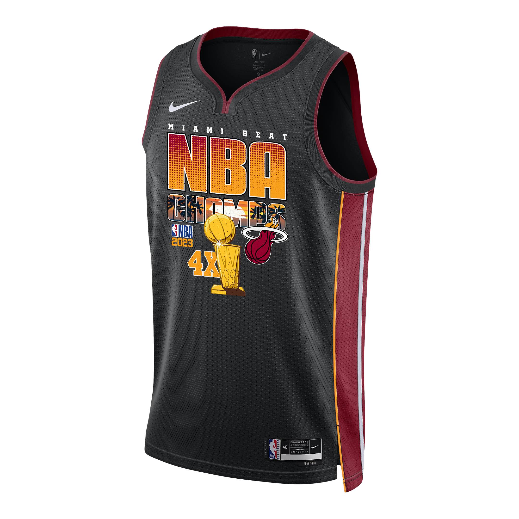 Miami Heat Champions 2023 Swingman Team Logo Black NBA Jersey Men's