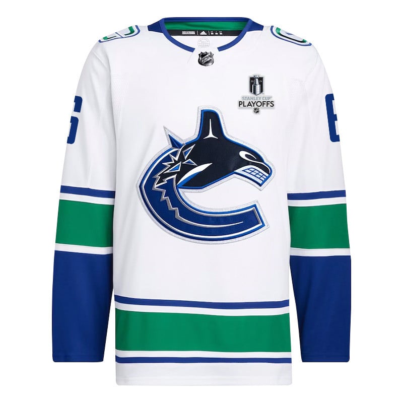 Brock Boeser 6 Vancouver Canucks 2024 Playoffs Patch Away White NHL Jersey Men's