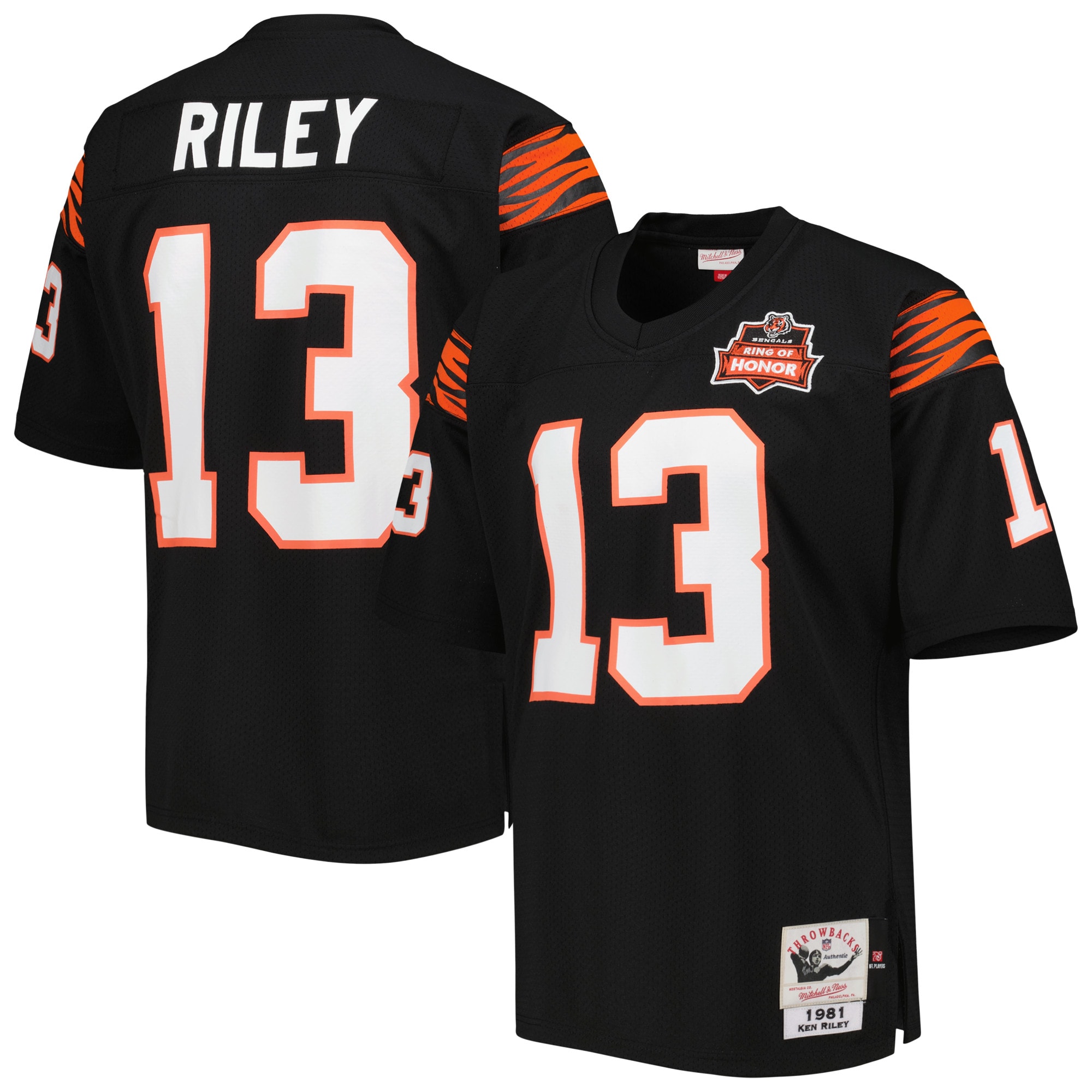 Cincinnati Bengals 1981 Ken Riley Mitchell Ness Black Throwback Retired Player NFL Jersey Men's