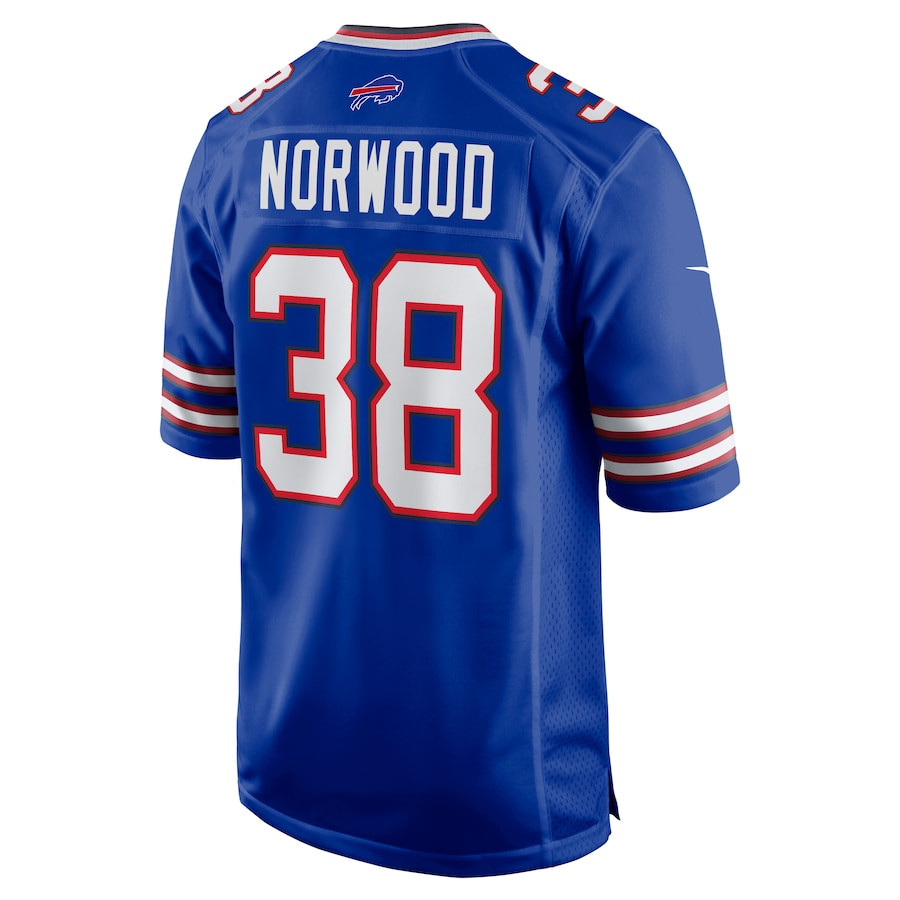 Tre Norwood 38 Buffalo Bills Team Game Royal NFL Jersey Men's