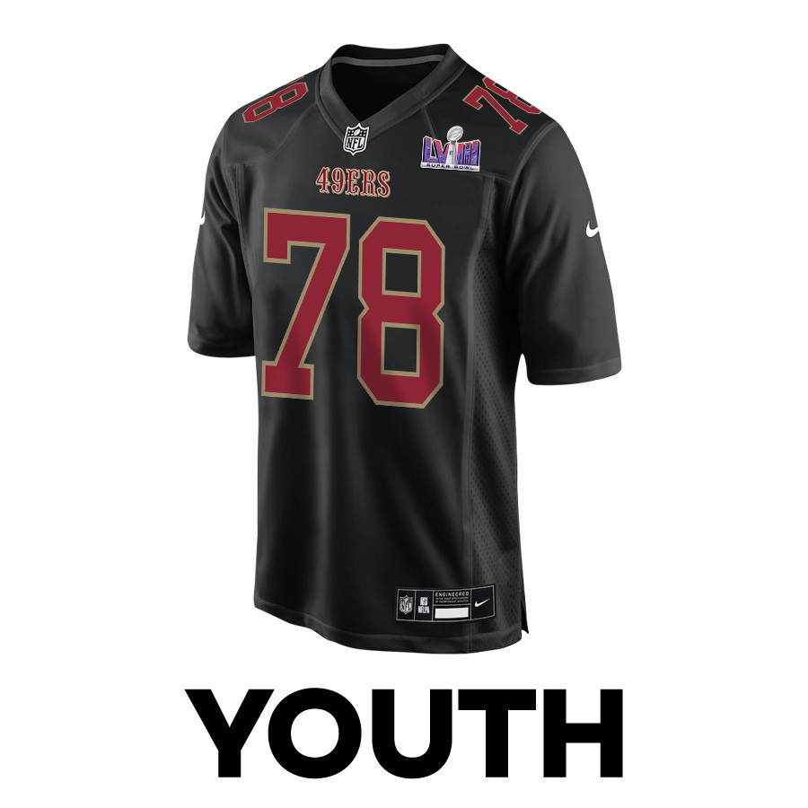 Ben Bartch 78 San Francisco 49ers Super Bowl LVIII Patch Fashion Game Carbon Black NFL Jersey Youth