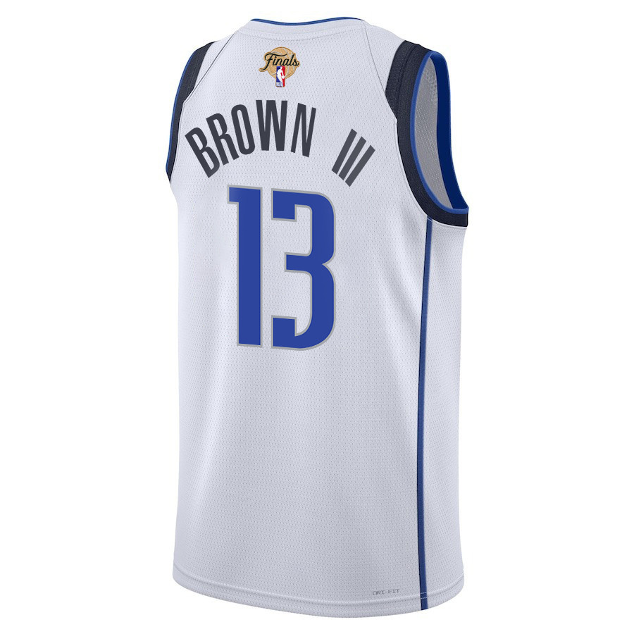 Greg Brown III 13 Dallas Mavericks 2024 FINALS PATCH Swingman Association Editio White NBA Jersey Men's