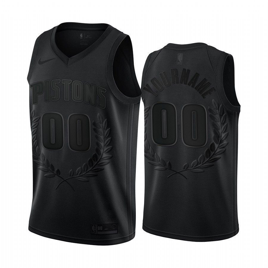 Custom 00 Detroit Pistons Black Glory Awards NBA Jersey Men's