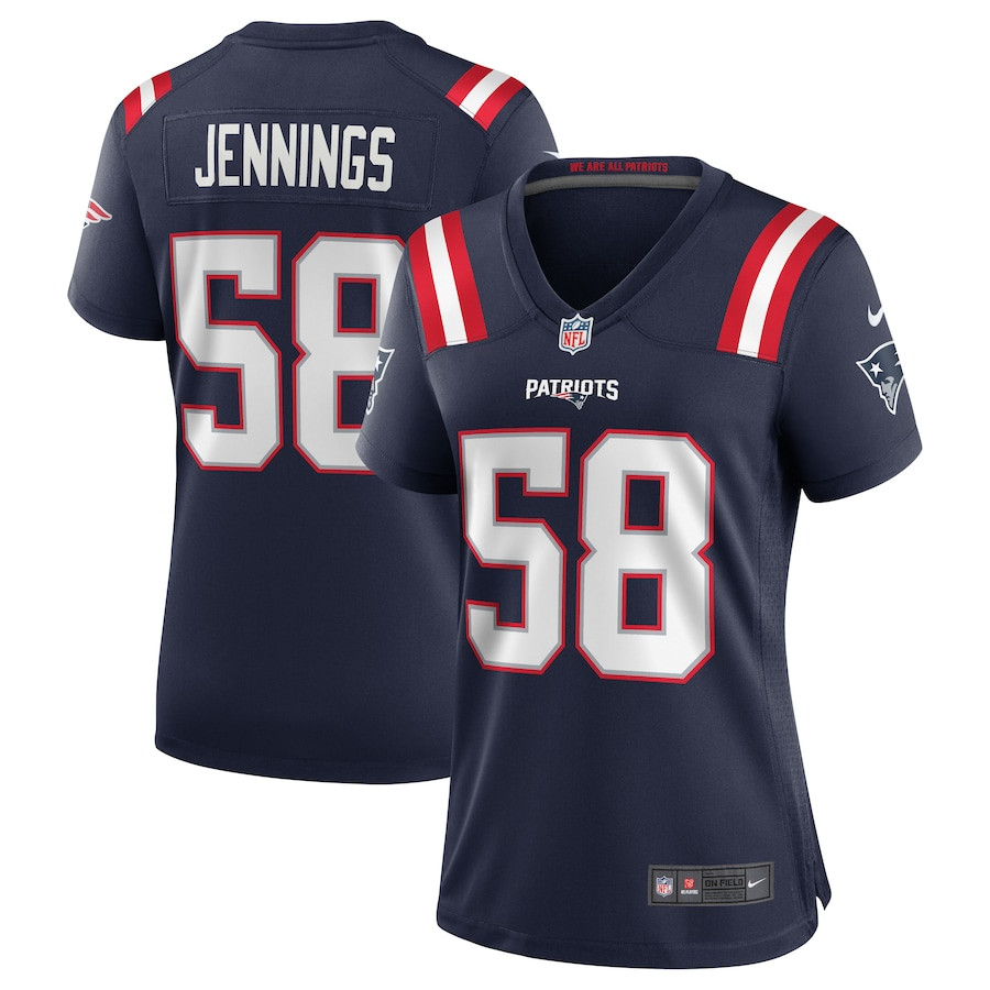 Anfernee Jennings 58 New England Patriots Team Game Navy NFL Jersey Women's