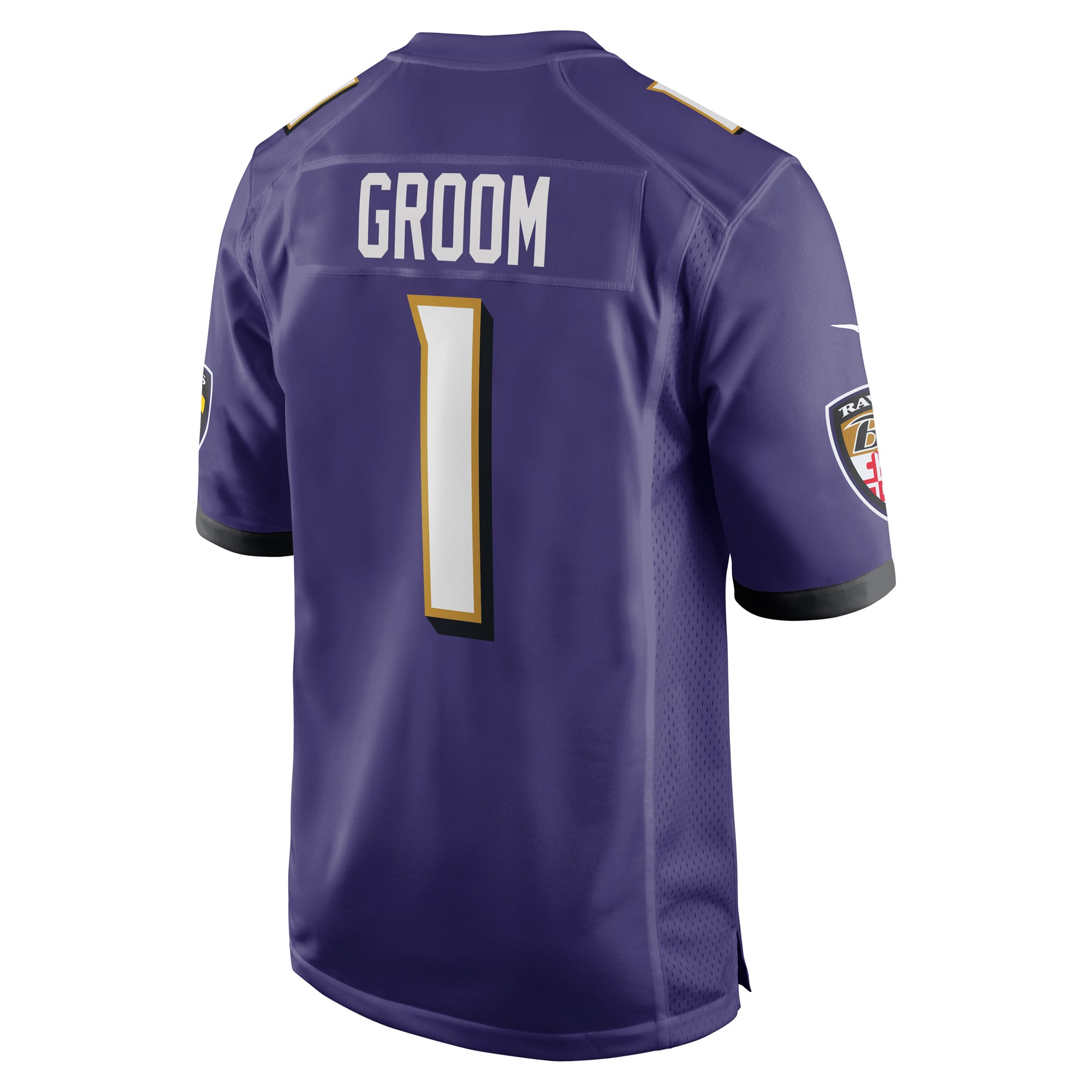 Baltimore Ravens Number 1 Groom Purple Game NFL Jersey Men's