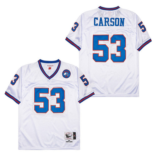 Harry Carson 53 New York Giants Spider Lockhart 43 Patch Throwback White NFL Jersey Men's