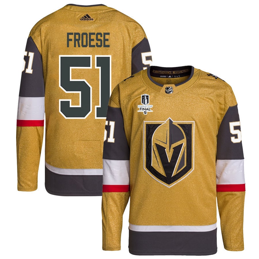 Byron Froese 51 Vegas Golden Knights Stanley Cup 2023 Final Patch Home Breakaway Gold NHL Jersey Men's