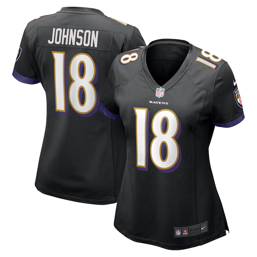 Diontae Johnson 18 Baltimore Ravens Alternate Player Game Black NFL Jersey Women's