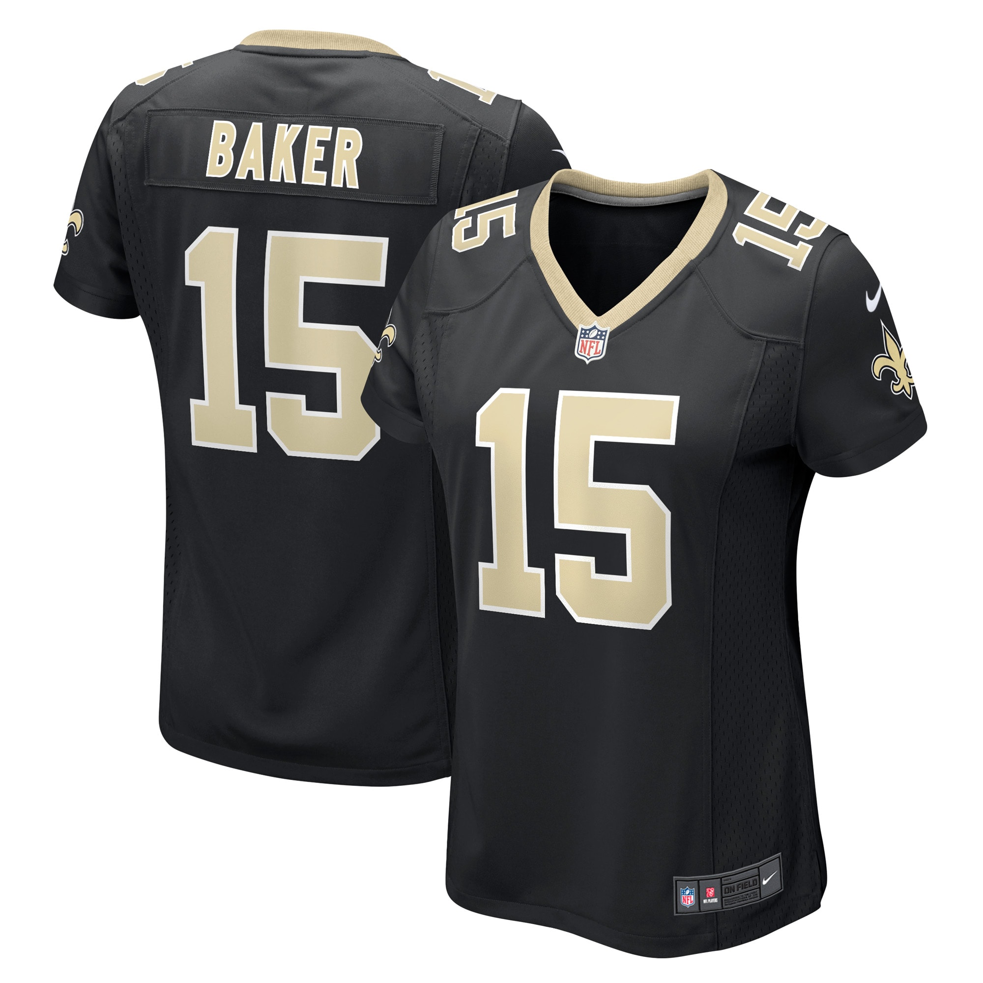 New Orleans Saints Kawaan Baker Black Game Player NFL Jersey Women's