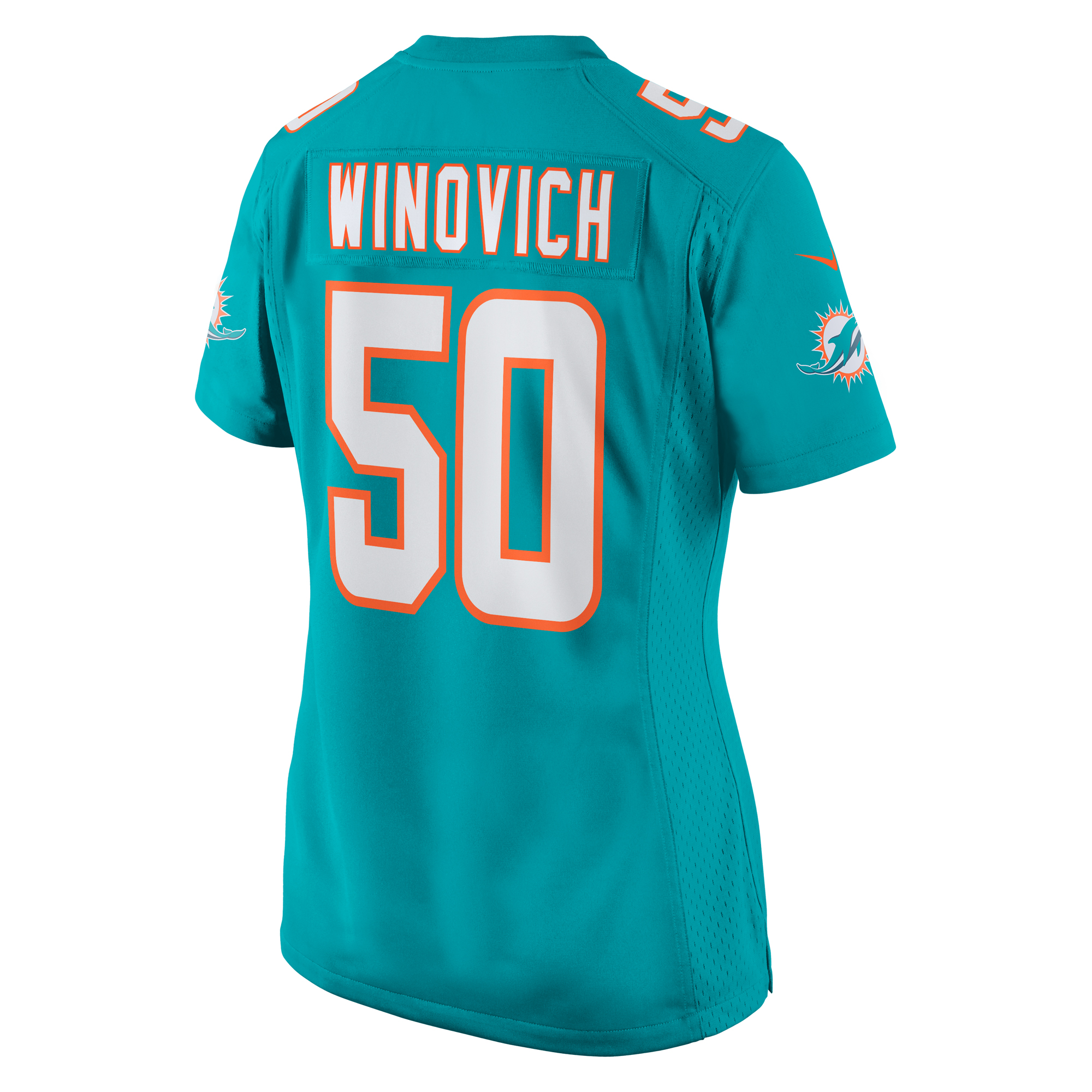 Miami Dolphins Chase Winovich Aqua Team Game NFL Jersey Women's