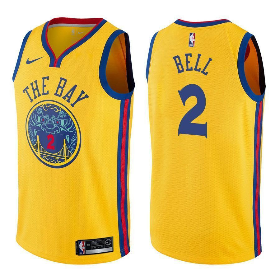 Golden State Warriors Jordan Bell 2 City Edition Gold NBA Jersey Men's