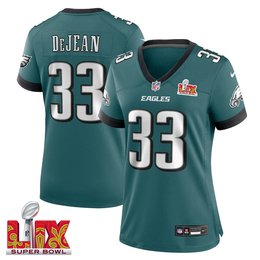 Cooper DeJean #33 Philadelphia Eagles Super Bowl LIX Midnight Green NFL Jersey Women's