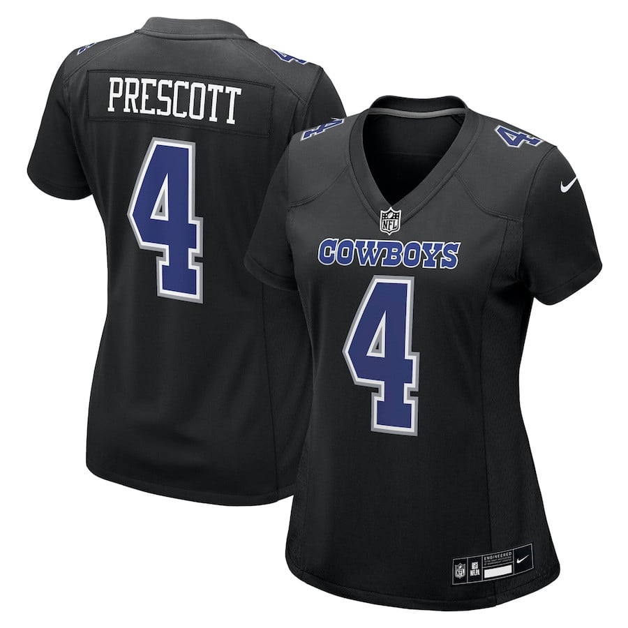 Dak Prescott 4 Dallas Cowboys Fashion Game Carbon Black NFL Jersey Women's