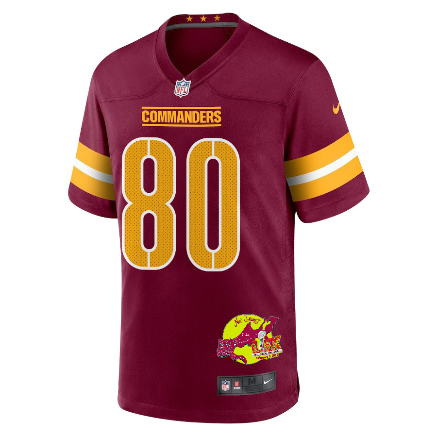Jamison Crowder 80 Washington Commanders Super Bowl LIX New Orleans Patch Game Burgundy NFL Jersey Men's