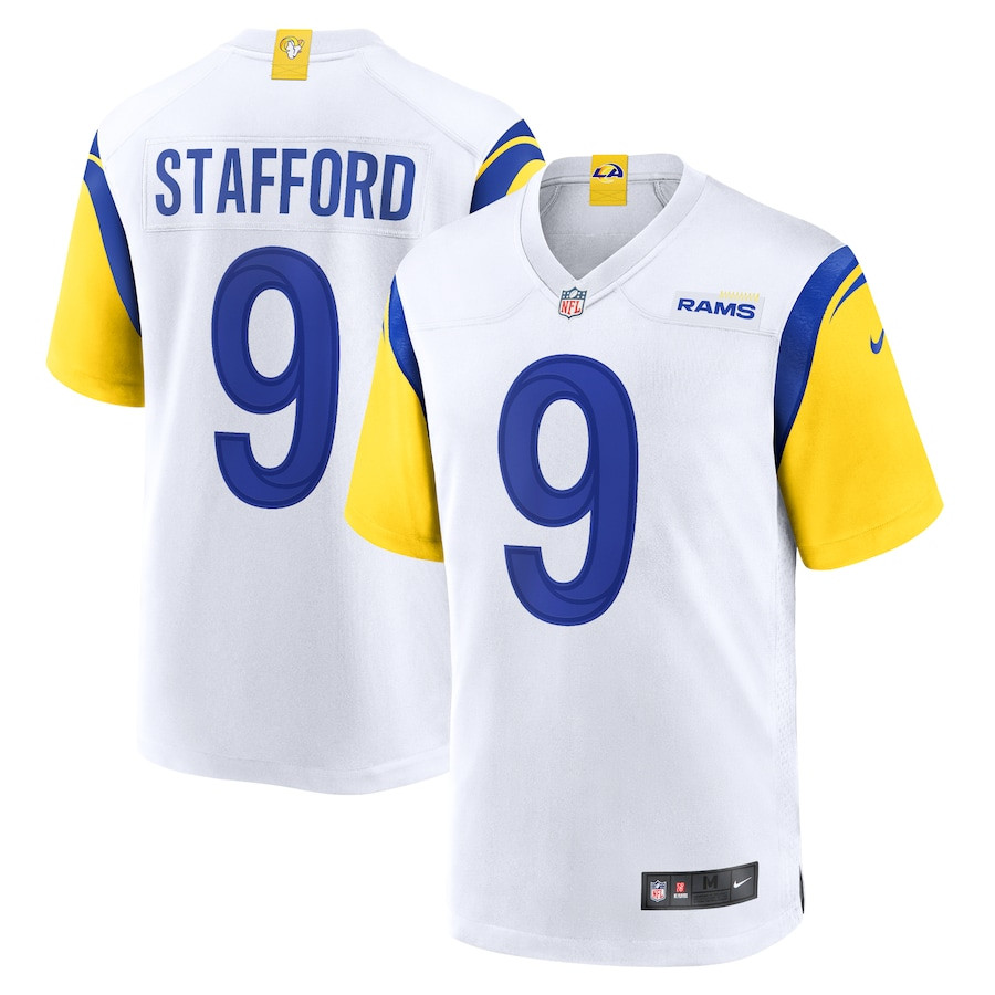 Matthew Stafford 9 Los Angeles Rams Alternate Game White NFL Jersey Men's