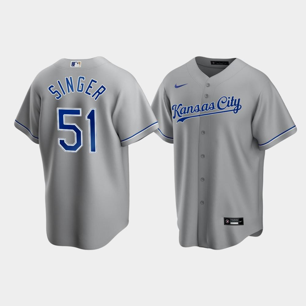 Kansas City Royals Brady Singer 51 Gray Road MLB Jersey Men's