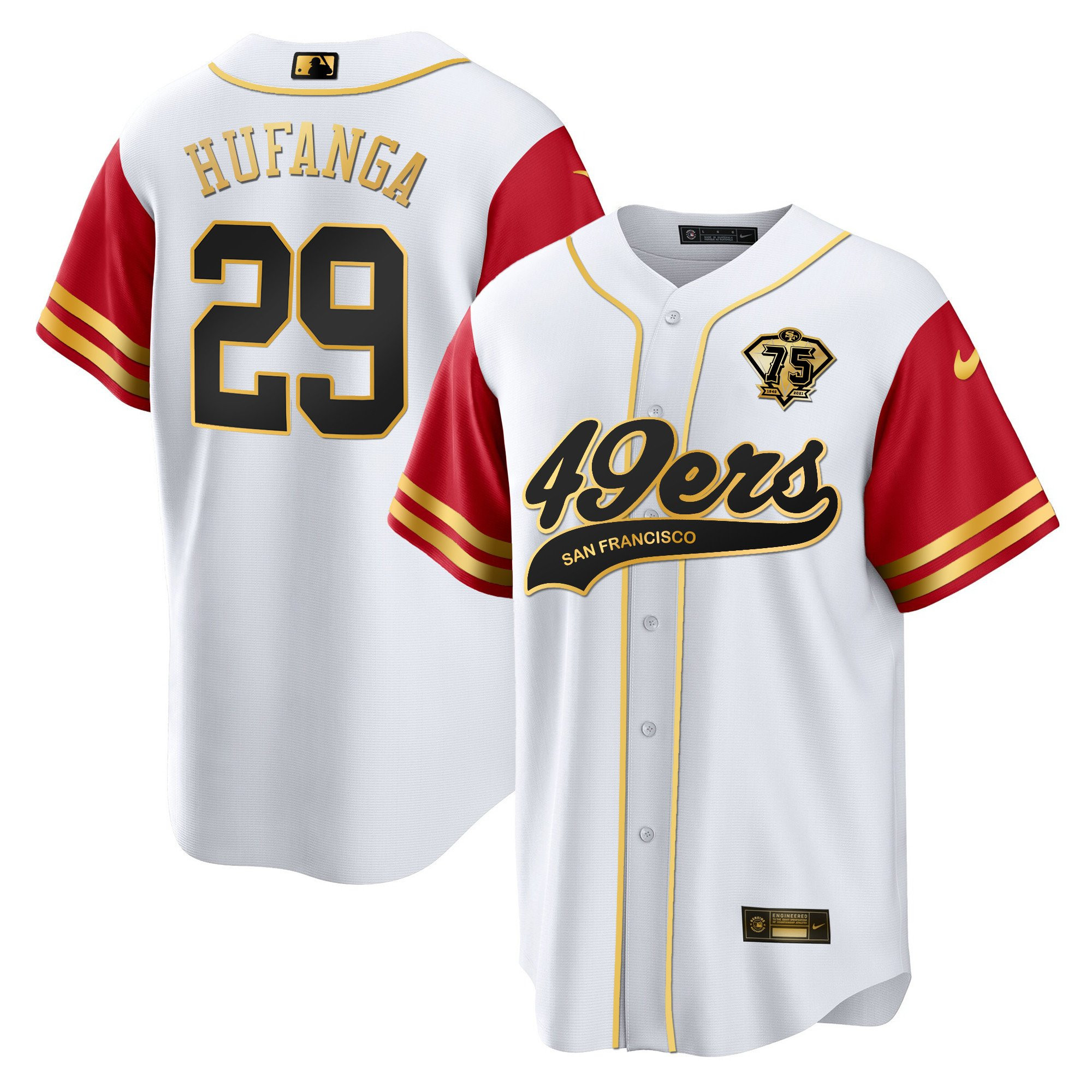 Talanoa Hufanga 29 San Francisco 49ers Color Sleeve MLB Jersey Men's