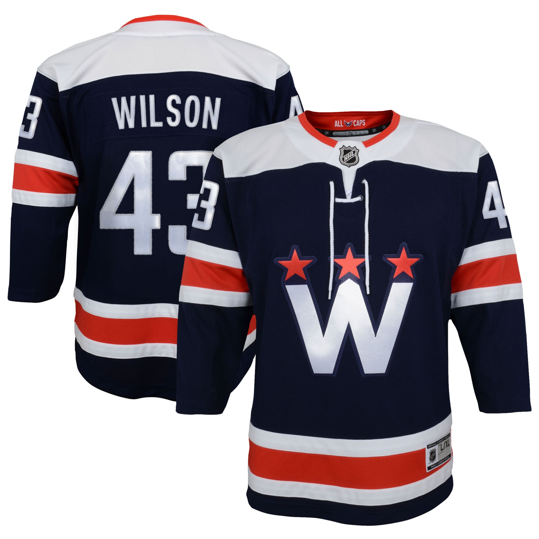 Washington Capitals Tom Wilson Navy 2020/21 Alternate Premier Player NHL Jersey Youth