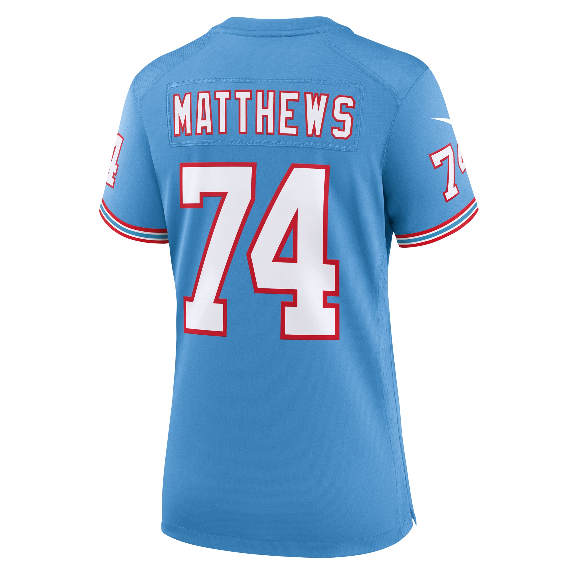 Tennessee Titans Bruce Matthews Light Blue Oilers Throwback Retired Player Game NFL Jersey Women's