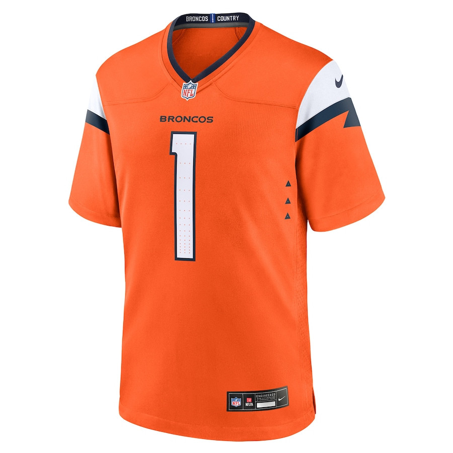 Number 1 Groom Denver Broncos Game Orange NFL Jersey Men's