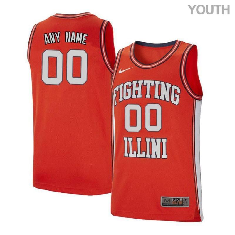 Elite Orange Retro Illinois Fighting Illini Custom NCAA Jersey Youth