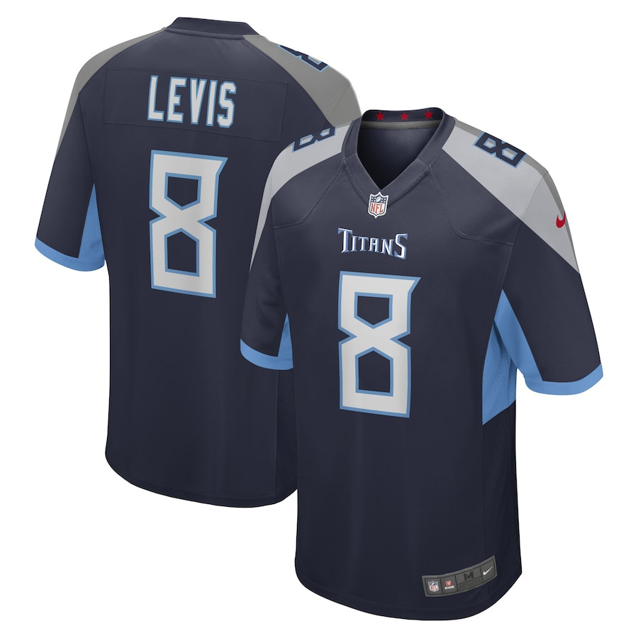 Will Levis 8 Tennessee Titans Game Navy NFL Jersey Men's