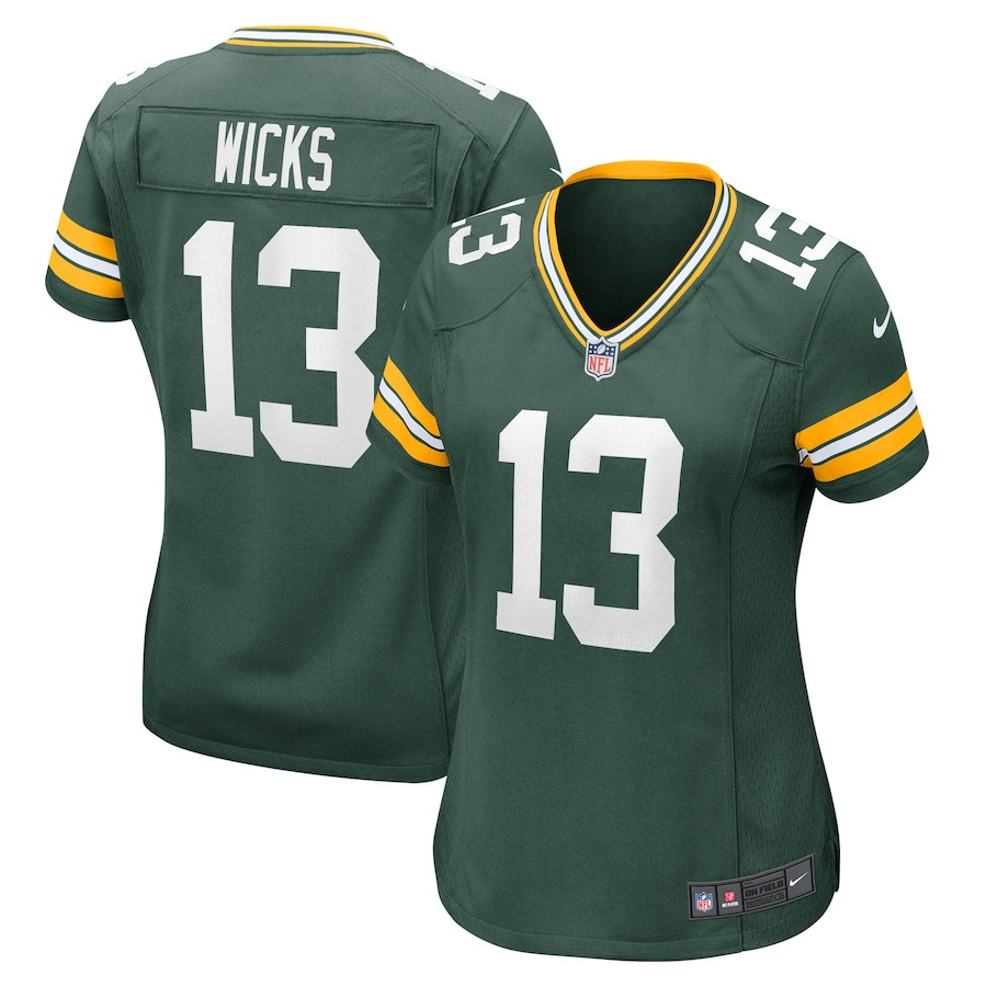 Dontayvion Wicks 13 Green Bay Packers Game Green NFL Jersey Women's