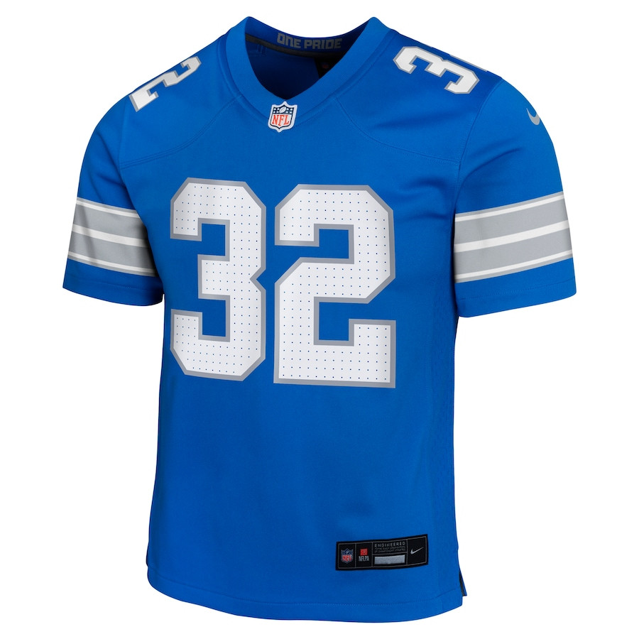 Brian Branch 32 Detroit Lions Team Player Game Blue NFL Jersey Youth