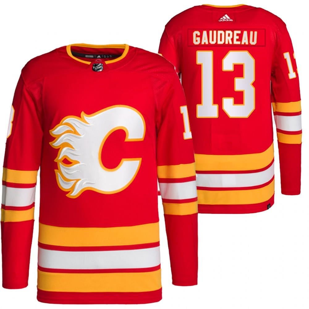 Calgary Flames 13 Johnny Gaudreau Home Red 2021-22 Primegreen NHL Jersey Men's
