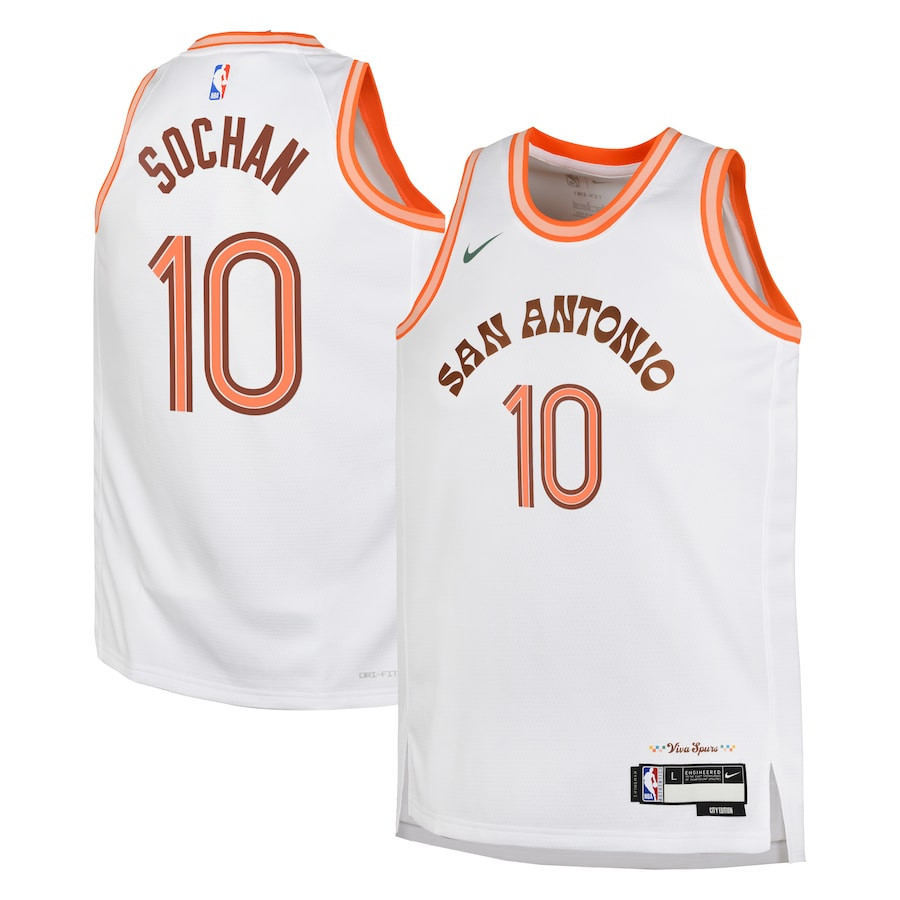 Jeremy Sochan 10 San Antonio Spurs 2023/24 City Edition Swingma White NBA Jersey Youth
