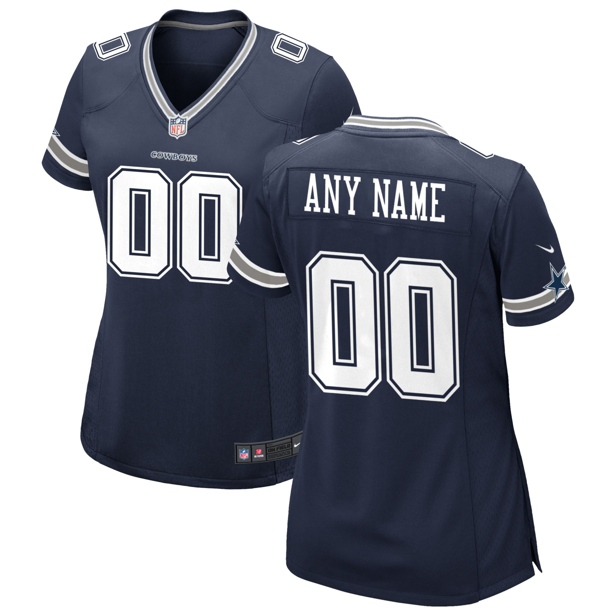 Navy Dallas Cowboys Custom Game NFL Jersey Women's
