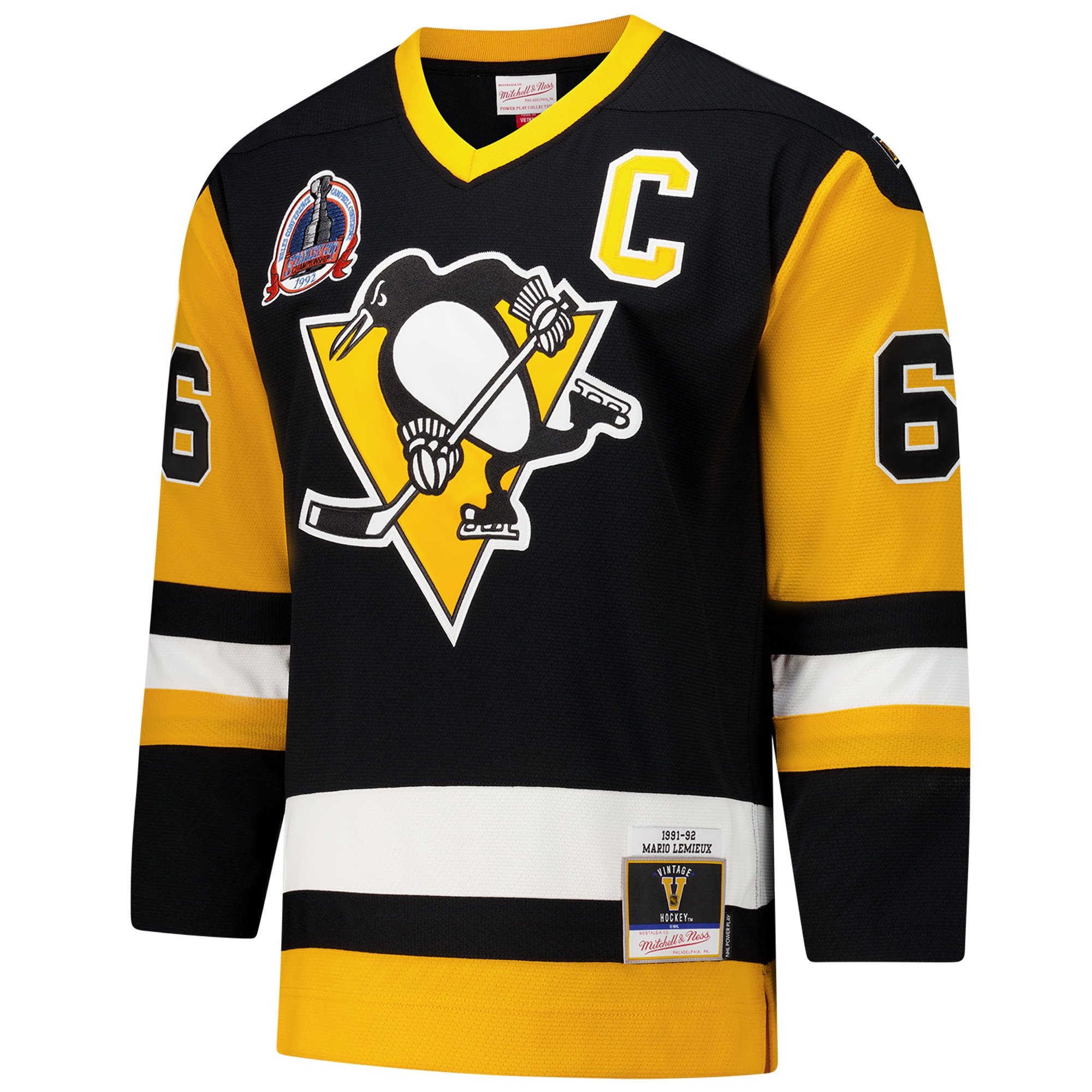 Pittsburgh Penguins Mario Lemieux Black 1991-92 Power Play NHL Jersey Men's