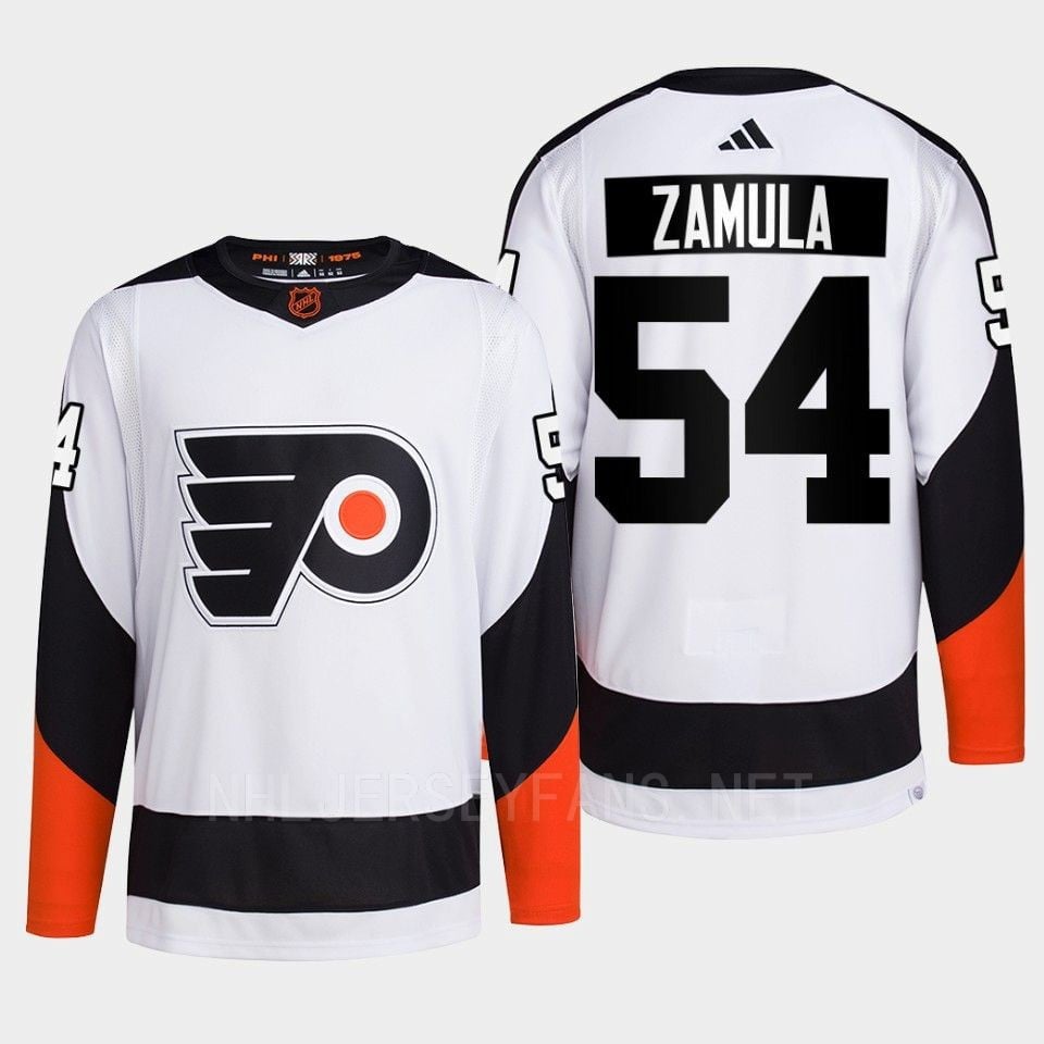 Philadelphia Flyers 2022 Reverse Retro 2.0 Egor Zamula 54 White Primegreen NHL Jersey Men's