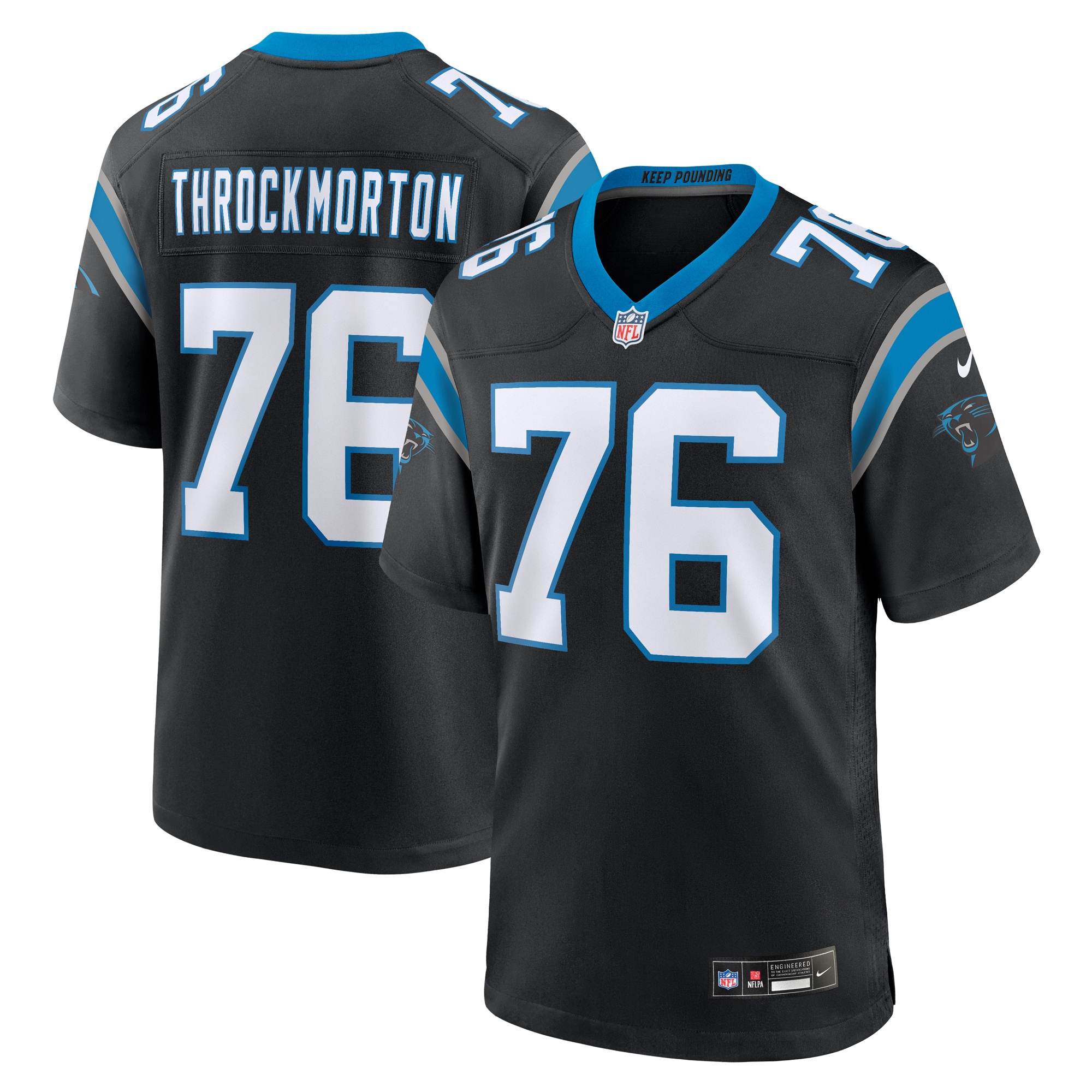 Carolina Panthers Calvin Throckmorton Black Team Game NFL Jersey Men's