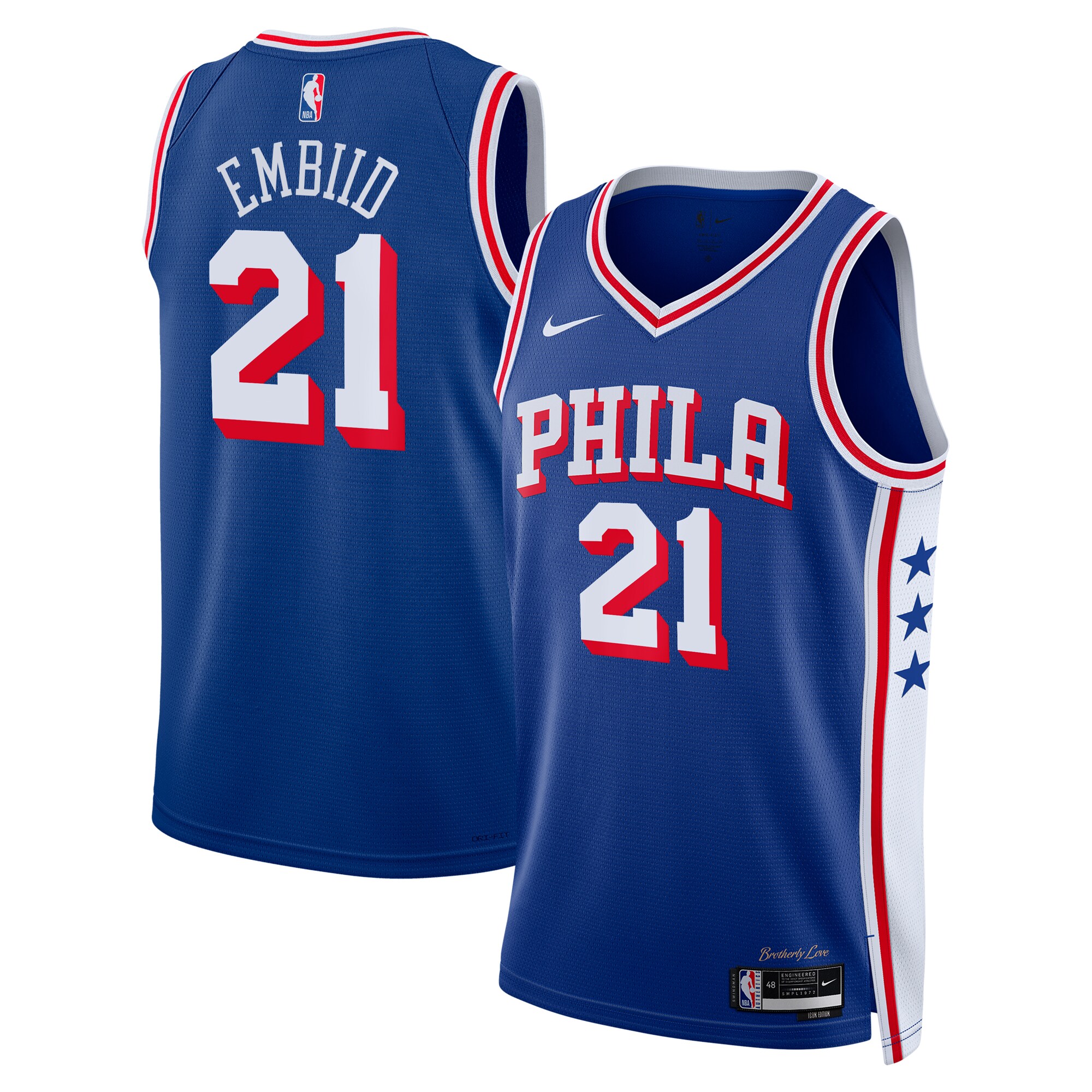 Philadelphia 76ers Icon Swingman Blanco Joel Embiid NBA Jersey Men's