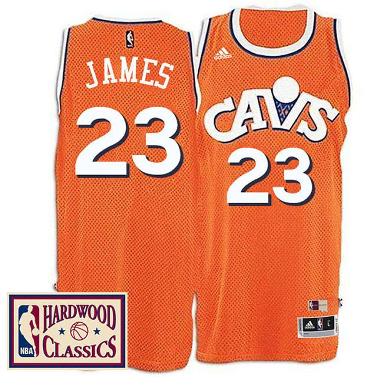 2016-17 Season Cleveland Cavaliers 23 Hardwood Classics Throwback Orange Lebron James NBA Jersey Men's