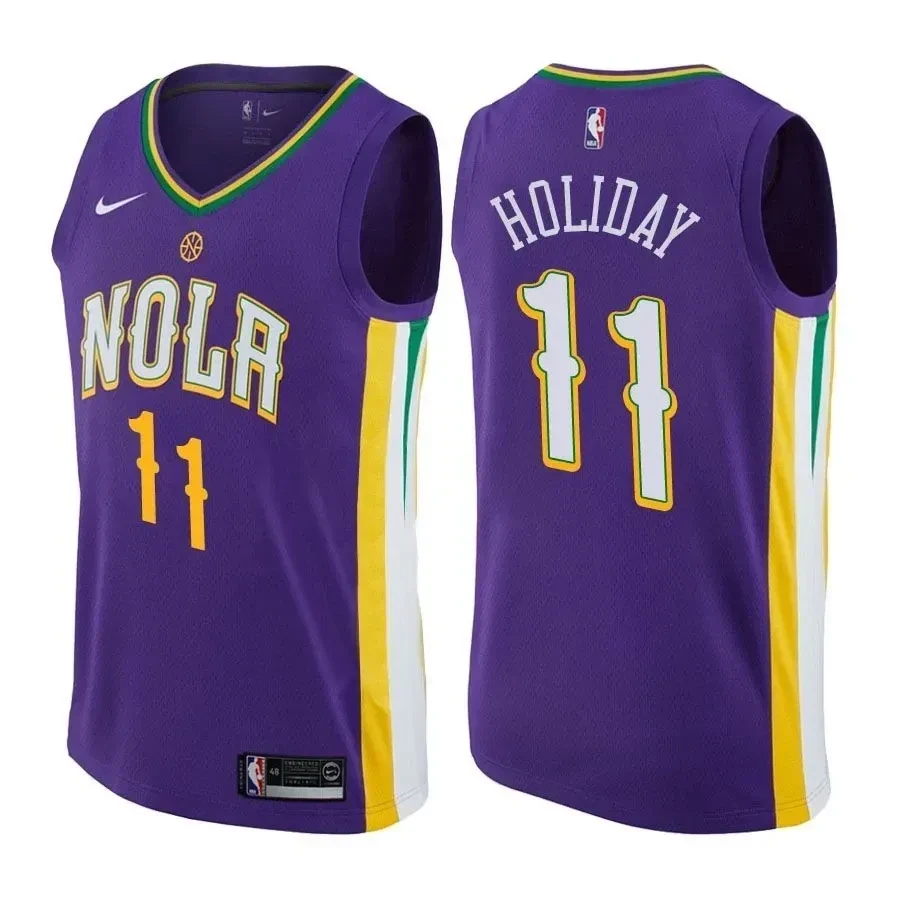 New Orleans Pelicans Jrue Holiday 11 City Edition Purple NBA Jersey Men's