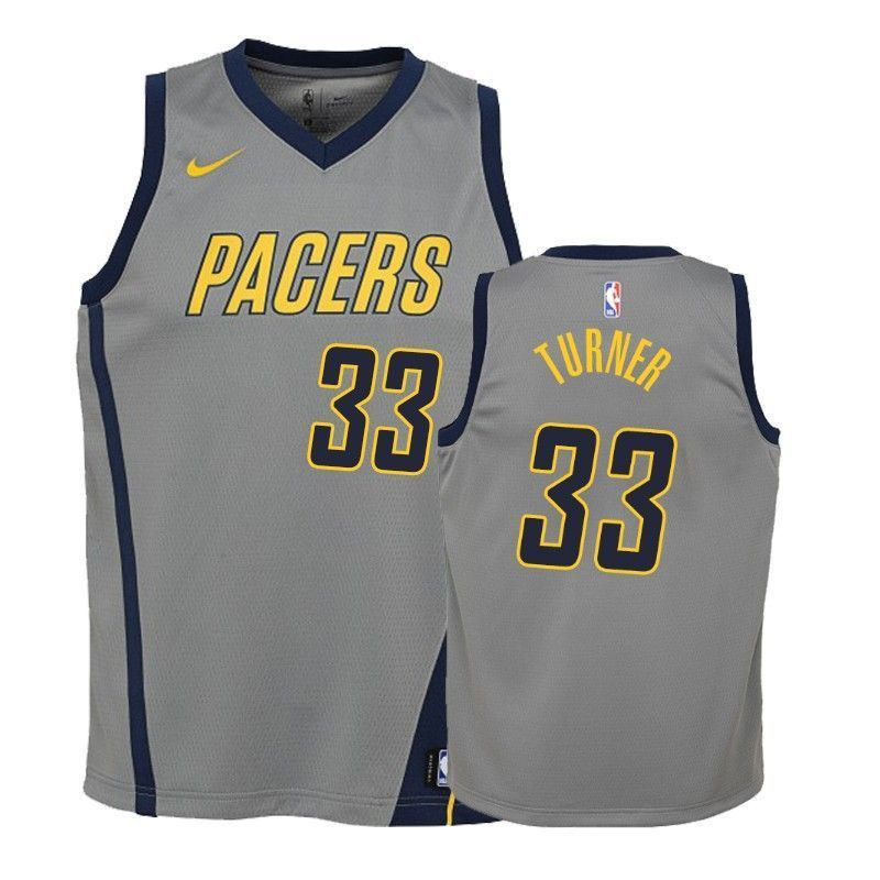 Indiana Pacers Myles Turner 33 City Gray NBA Jersey Youth