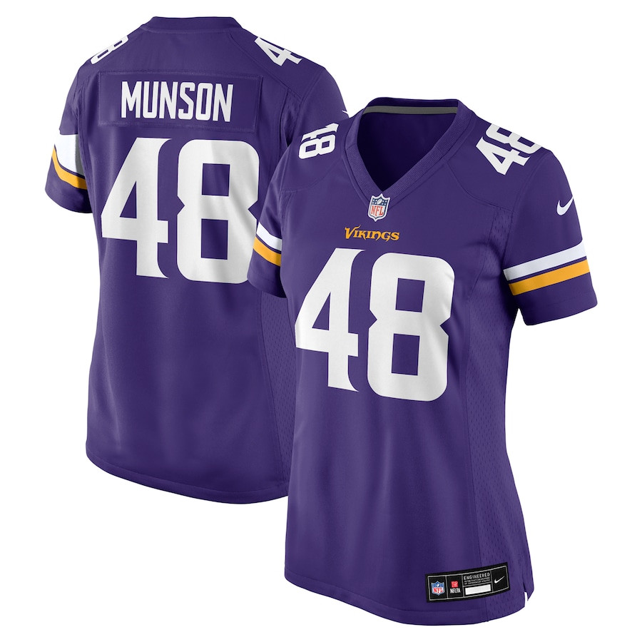 Calvin Munson 48 Minnesota Vikings Game Purple NFL Jersey Women's
