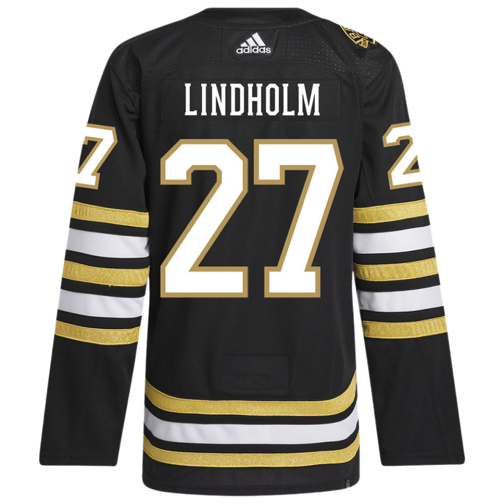 Hampus Lindholm 27 Boston Bruins 100th Anniversary Primegreen Home Black NHL Jersey Men's
