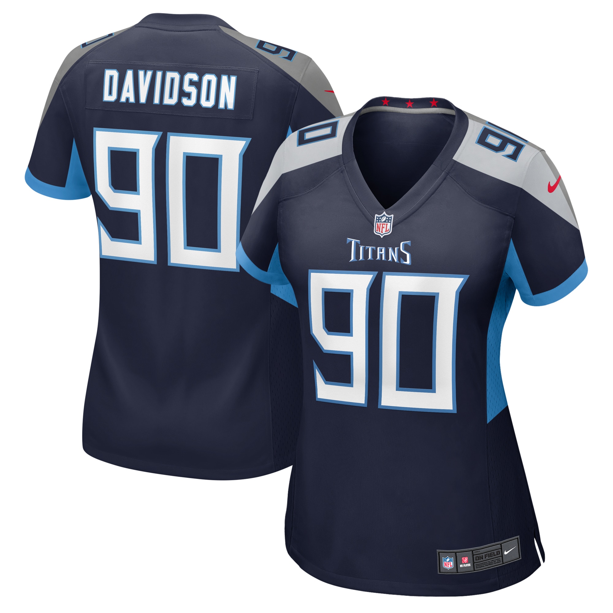 Tennessee Titans Marlon Davidson Navy Game NFL Jersey Women's