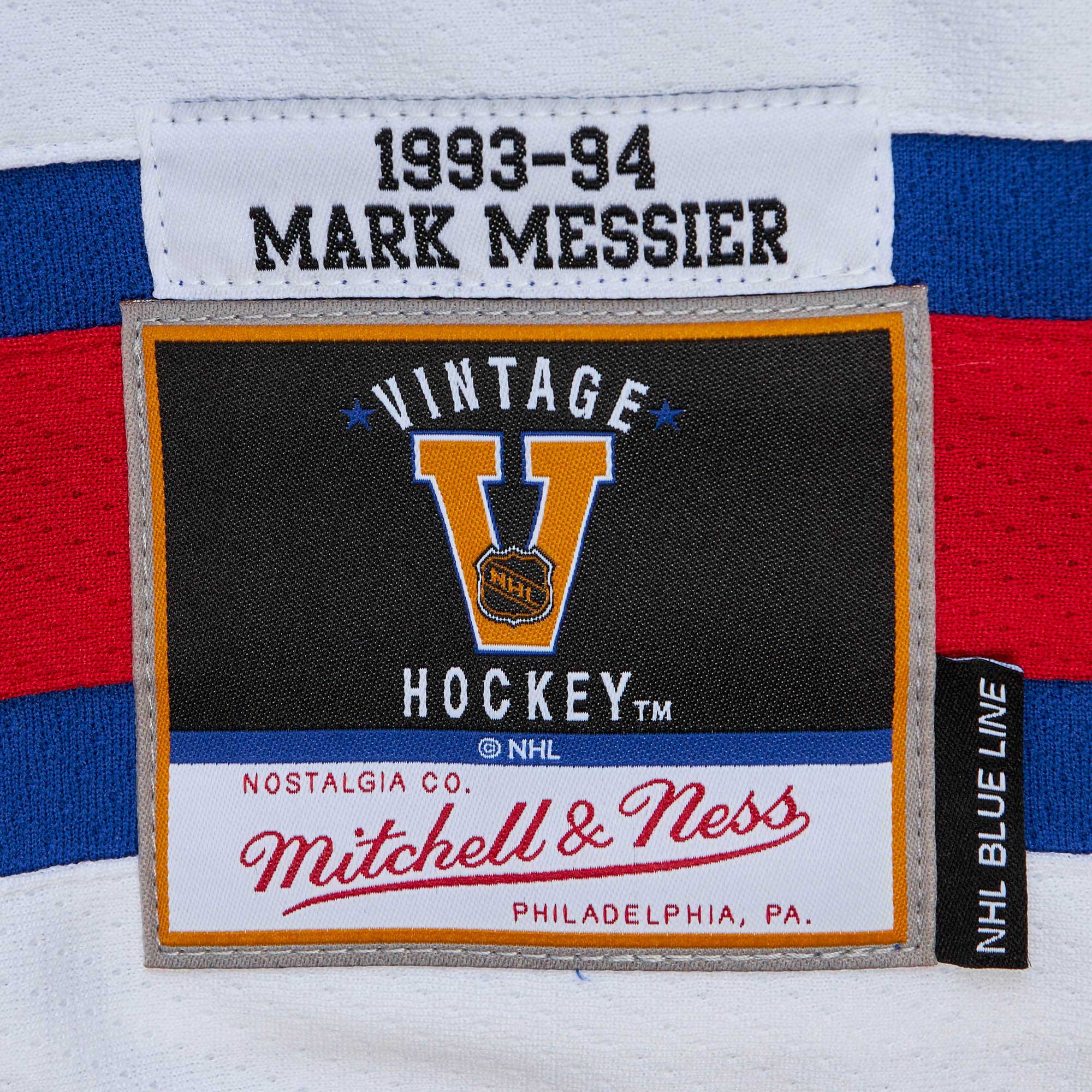 New York Rangers Mark Messier Mitchell Ness Blue Big Tall 1993 Captain Patch Blue Line Player NHL Jersey Men's
