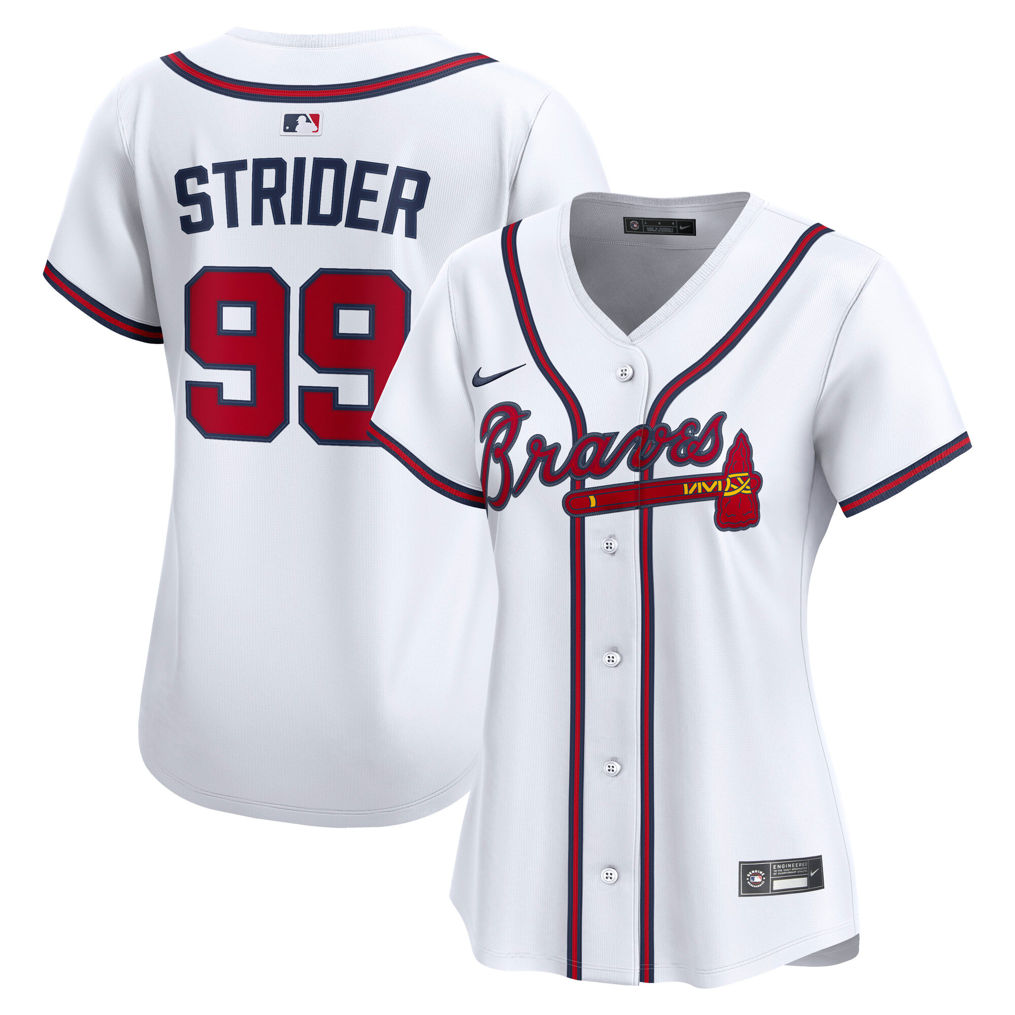 Atlanta Braves Spencer Strider White Home Limited Player MLB Jersey Women's