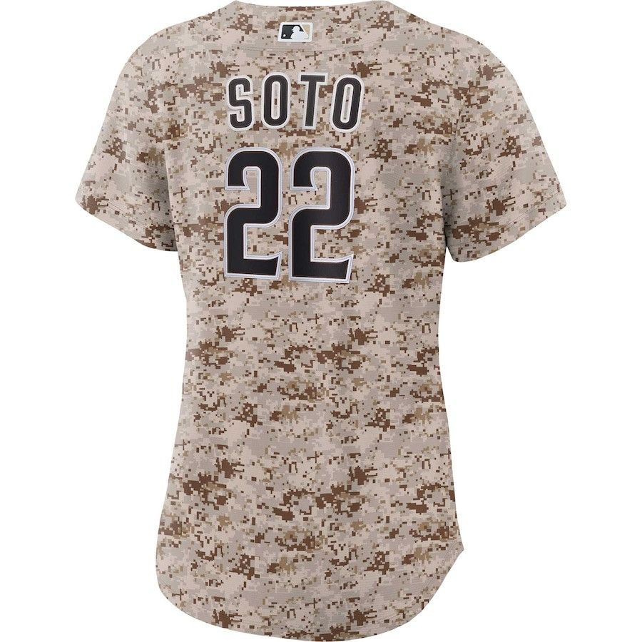 Juan Soto 22 San Diego Padres USMC Alternate Camo MLB Jersey Women's