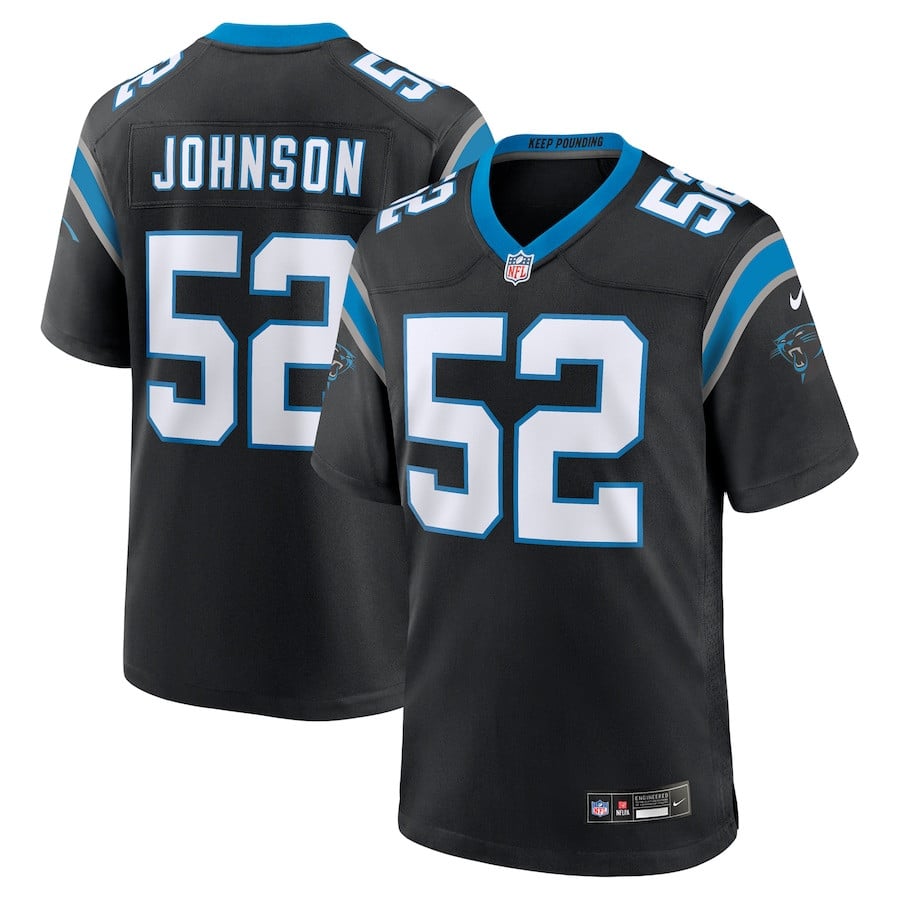 DJ Johnson 52 Carolina Panthers Game Black NFL Jersey Men's