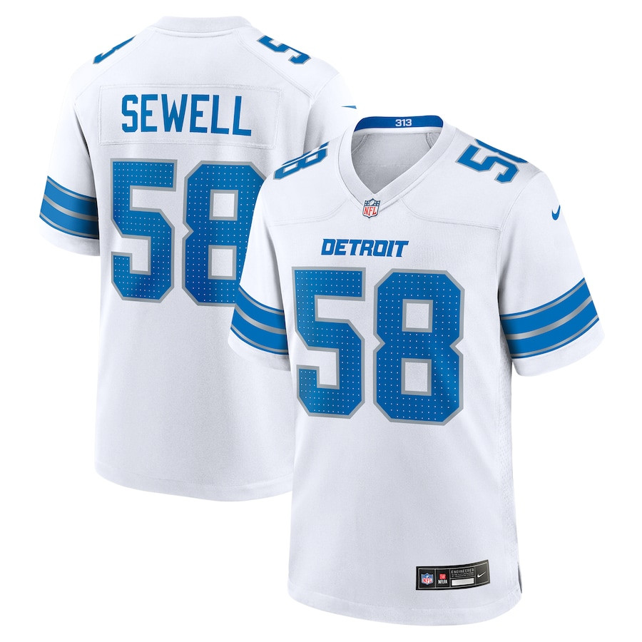 Penei Sewell 58 Detroit Lions Game White NFL Jersey Men's