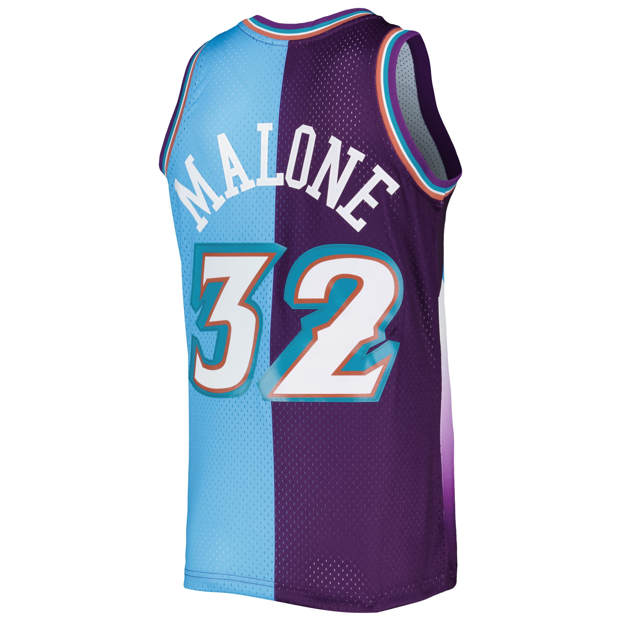 Mitchell Ness Karl Malone Purple/Turquoise Utah Jazz Hardwood Classics 1996/97 Split Swingman NBA Jersey Men's
